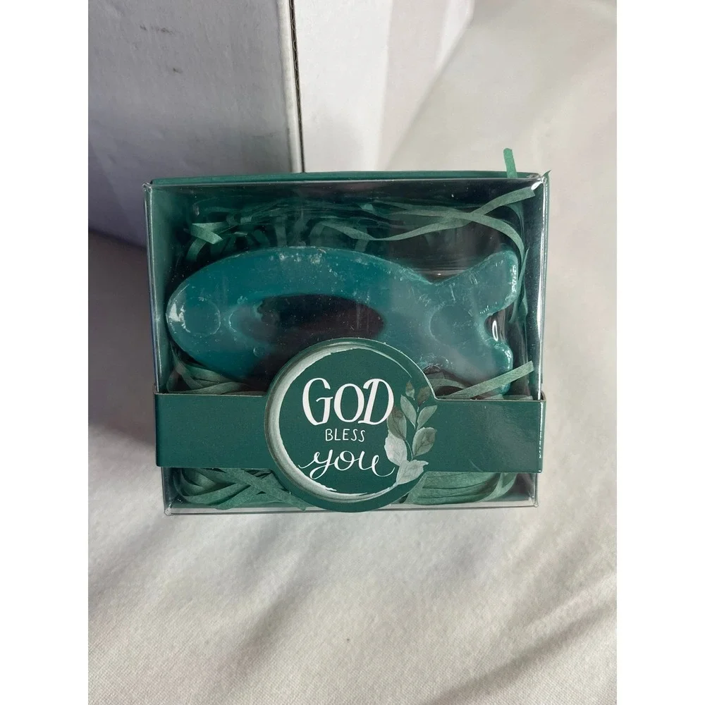 Dansib 24 Pcs Christian Ichthys Fish‎ Party Favors God Bless You Teal Gift Boxes